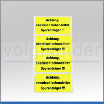 Warning Label "Achtung chemisch behandelter Spurenträger", luminous yellow 