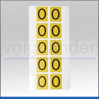 Self-Adhesive Labels, Numbers 0-9, vinyl yellow 