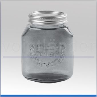 Glass Jar, smokey grey, with 2-part screw cap 