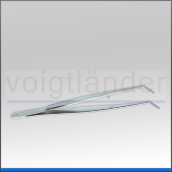 Forceps, curved, half pointed, 15cm, with guiding pin 