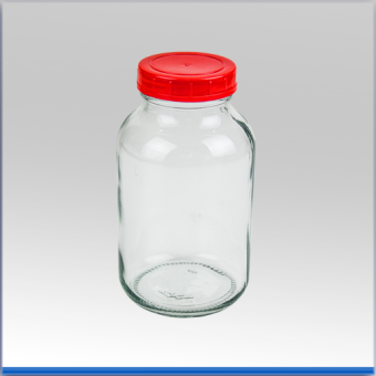 Wide-Neck Glass Jar, clear glass, PTFE-Sealing 
