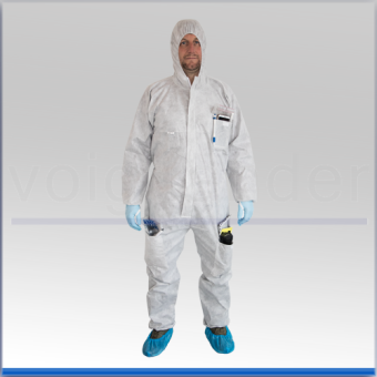 Disposable coverall with pockets, light grey, type 5, 6 