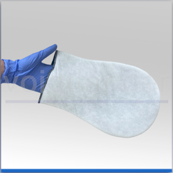 Powder applicator, disposable glove  